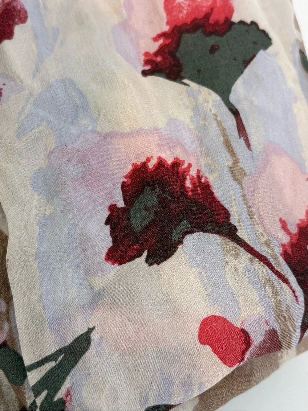 Vince Camuto Scarf Womens 72x18 Blue Neutral Floral Silk Rectangular Lightweight